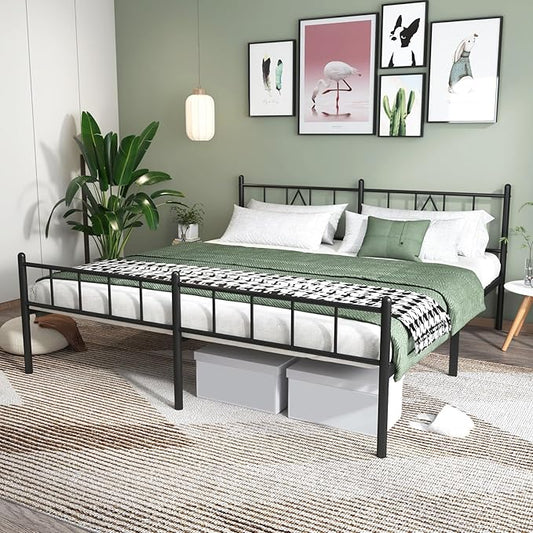 14 Inch California King Size Bed Frames with Headboard/Footboard, Under Bed Storage, Strong Metal Slats Support, No Box Spring Needed, Noise Free, Easy Assembly, Black