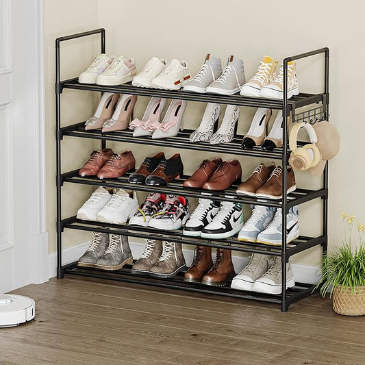 Shoe Rack - 5-Tier Shoe Organizer, Sturdy Shoe Storage Shelf, Perfect for Front Door Entrance, Closet & Entryway, Easy to Assemble, DIY Layering Options (L - 5 Tier)