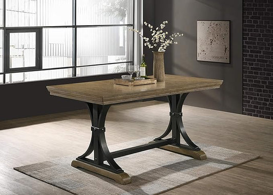 Roundhill Furniture Birmingham 7-Piece Driftwood Finish Table with Nail Head Chairs Counter Height Dining Set