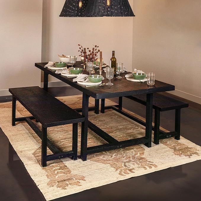 Creative Co-Op Elegant Acacia Wood Rectangular Dining Table, Black