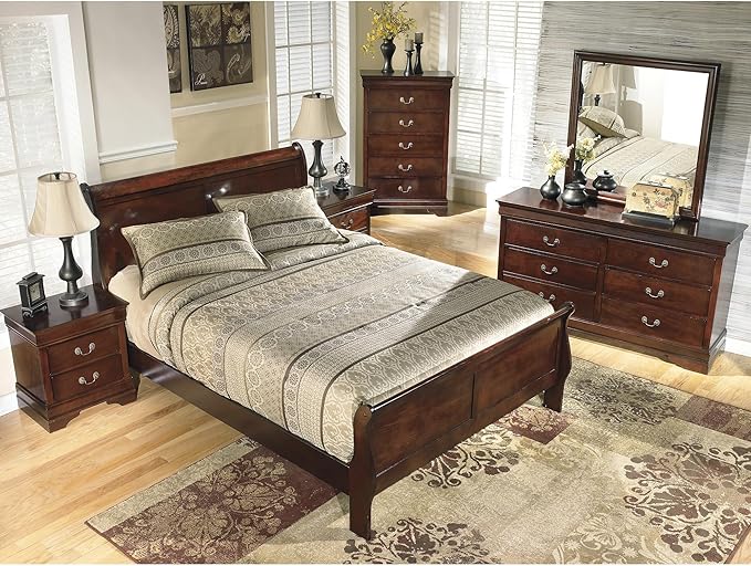 Signature Design by Ashley Alisdair Traditional King Sleigh Bed, Foundation or Box Spring Needed, Dark Brown