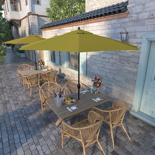 California Umbrella 9' Rd Sunbrella Aluminum Patio Umbrella, Crank Lift, Auto Tilt, Bronze Pole, Macaw