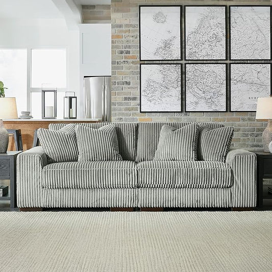 Signature Design by Ashley Lindyn Contemporary 2-Piece Sofa with Reversible Cushions, Gray