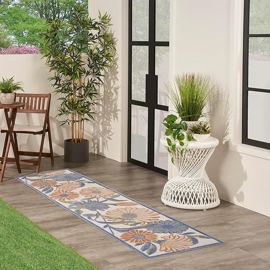 Nourison Home Aloha Beige Multicolor 2'3" x 8' Area Rug - Easy Clean, Non Shedding, Bed Room, Living Room, Dining Room, Kitchen (8' Runner)