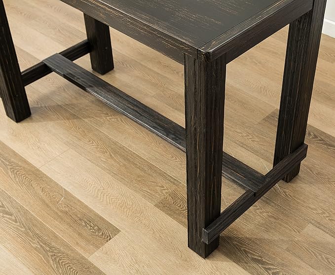 Roundhill Furniture Lotusville Antique Rectangular Wood Bar Height Dining Table
