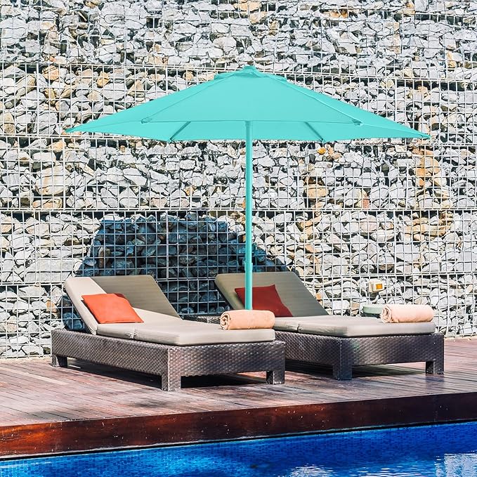 HOMSHADE Outdoor Patio Umbrella - Market Table Pool Deck Umbrella with Push Button Tilt, Crank, UPF50+ UV Protection and Sturdy Ribs, 3-Year Fade Resistance, 220GSM Solution-Dyed Fabric (No base)