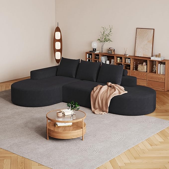 108.5" Curved Boneless Modular Sectional Sofa, Comfy Upholstered Memory Foam L-Shaped Corner Couch, High-Density Foam Cloud Sofa with Extra Wide Chaise for Living Room | Deep Seat, Wider Armrest, Free Combination