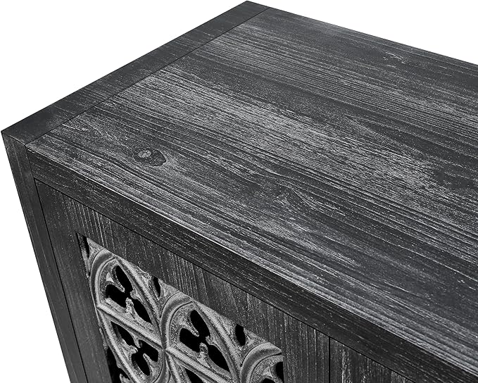 Accent Sideboard with Adjustable Shelf,Cabinet W/Solid Wood Legs,American Country Style Console Credenza Buffet Table,for Kitchen Dining Room Entryway Hallway,Antique Black