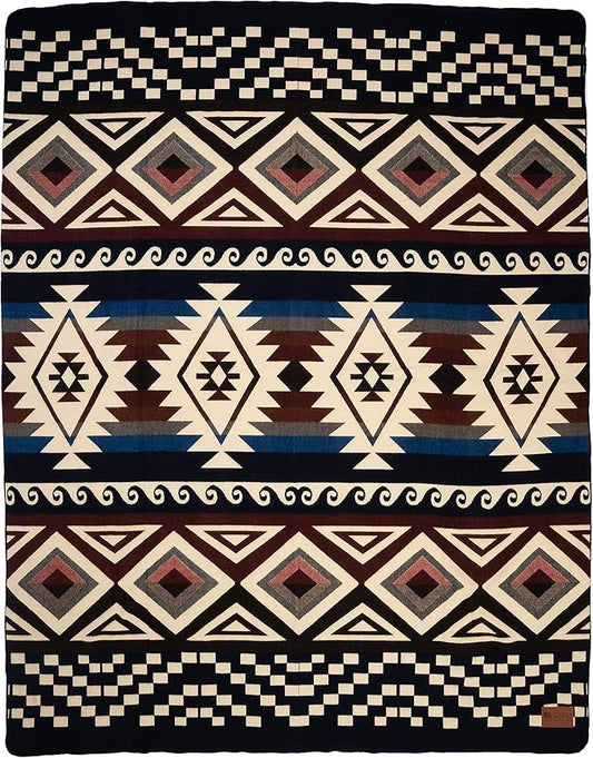 QISU Wool Blanket Throw | Large, Beautiful, Warm, Handmade in Ecuador by Local Artisans |94″ x 78″| Soft, Hypoallergenic & Breathable, Non-Itchy, Scratchy Fabric(Burgundy & Black Diamonds)