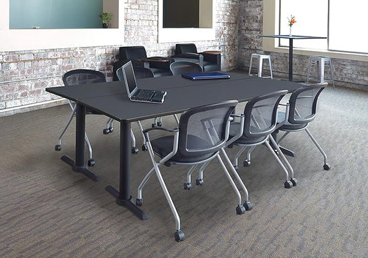 Regency Cain 84 x 24 in. Steel T-Base Training Seminar Table- Grey