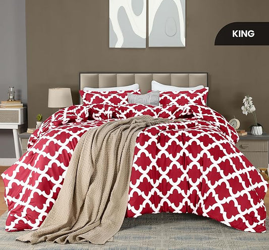 King Comforter Set 3 Piece Red by Utopia Bedding, Printed Comforters King Size, Bedding Comforters Sets, Down Alternative Soft Bed Set, 1 Comforter (90 x 102 inches) 2 Pillow Shams (20 x 36 inches)