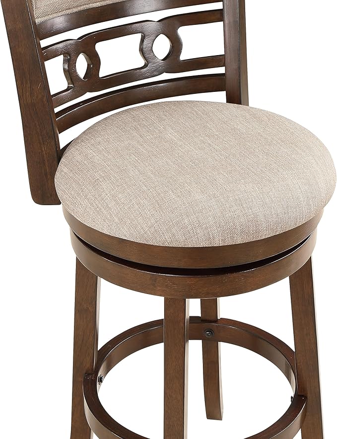 New Classic Home Furnishings Gia 29" Swivel Barstool-Cherry W/Brown Fabric Seat