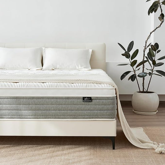 Queen Mattress, 14 Inch Queen Mattress for Medium Firm, Individual Pocketed Springs for Pressure Relief & Low Motion Transfer, CertiPUR-US Certified
