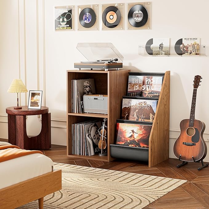 Record Player Stand,Turntable Stand with Vinyl Record Storage,Record Player Table with Vinyl Display Holder Shelf,Record Player Cabinet with 220 Albums Organizer,Media Console Cabinet for Stereo Audio