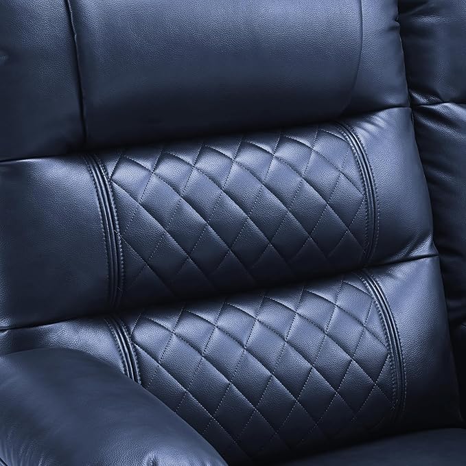 MCombo 56.3" Zero Gravity Power Loveseat Recliner with Heat and Vibration Massage, Reclining Loveseat Sofa with USB Ports, Cup Holders for Living Room, Faux Leather PR622Sets (Navy Blue)