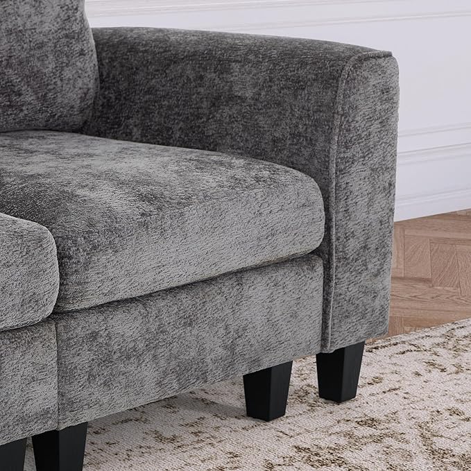 MALOL 118" Sectional U-Shaped Cloud Couch, Modular Modern 4-Seat Sofa, with USB Type C Ports, Foldable Side Table and 2 Ottomans, for Home Living Room, Grey