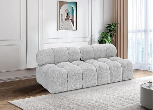 Meridian Furniture 611Grey-S68B Ames Collection Modern | Contemporary Modular Sofa with Rich Grey Boucle Fabric, Modular to Create Infinite Configurations, 68" W x 34" D x 28" H, Grey
