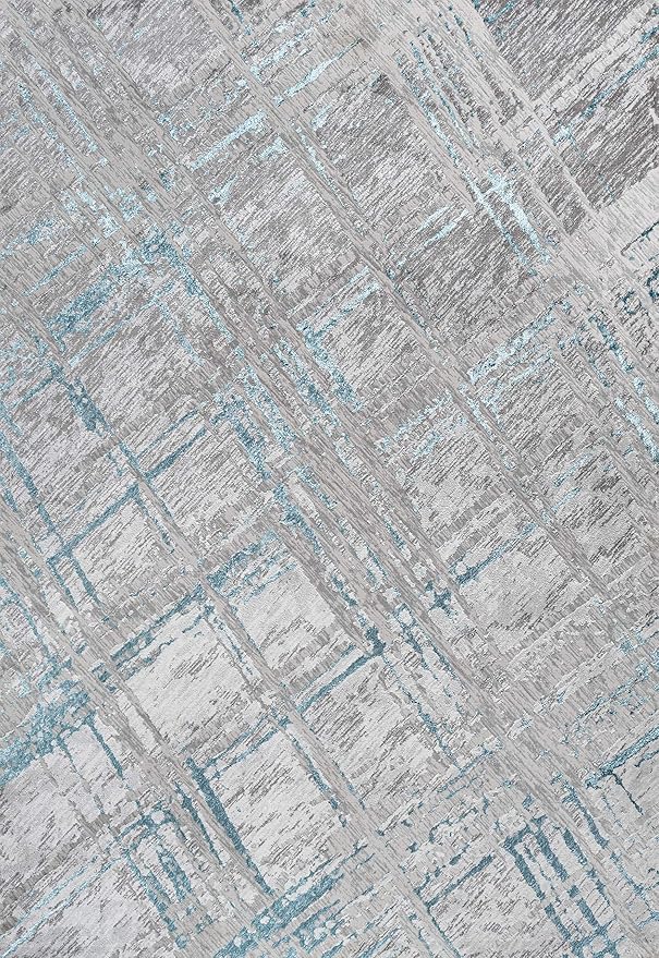 JONATHAN Y Slant Abstract Gray/Turquoise Indoor Area Rug 4X6 ft, Modern for Living Room, Bedroom, Kitchen, Office, Easy-Cleaning, High Traffic, Pet-Friendly, Non-Shedding SOR201A-4