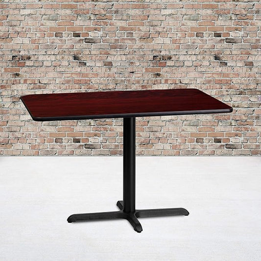 Flash Furniture Graniss 24'' x 42'' Rectangular Mahogany Laminate Table Top with 23.5'' x 29.5'' Table Height Base