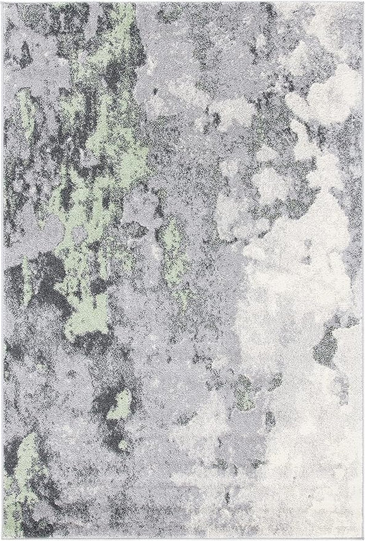 SAFAVIEH Adirondack Collection Area Rug - 6' x 9', Green & Grey, Modern Abstract Design, Non-Shedding & Easy Care, Ideal for High Traffic Areas in Living Room, Bedroom (ADR134F)