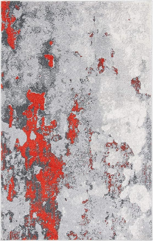 SAFAVIEH Adirondack Collection Area Rug - 5'1" x 7'6", Orange & Grey, Modern Abstract Design, Non-Shedding & Easy Care, Ideal for High Traffic Areas in Living Room, Bedroom (ADR134P)