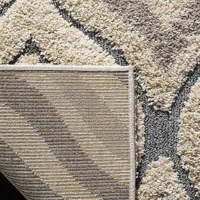 SAFAVIEH Florida Shag Collection Area Rug - 4' Square, Cream & Light Blue, Modern Design, Non-Shedding & Easy Care, 1.2-inch Thick Ideal for High Traffic Areas in Living Room, Bedroom (SG461-1160)