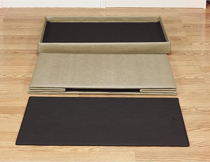 Simplify Faux Leather Folding Storage Ottoman | Double | Collapsible | Tufted Padded Seating | Foot Rest | Bench | Metallic Gold