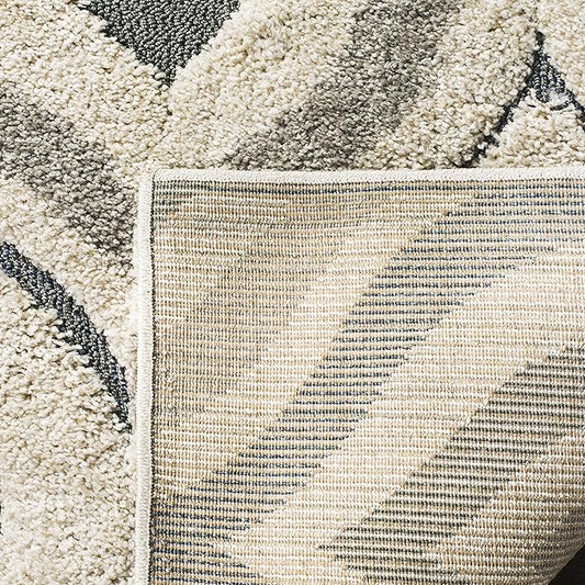 SAFAVIEH Florida Shag Collection Area Rug - 4' Square, Cream & Light Blue, Modern Design, Non-Shedding & Easy Care, 1.2-inch Thick Ideal for High Traffic Areas in Living Room, Bedroom (SG461-1160)