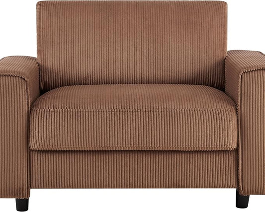 AC Pacific Derek Modern Corduroy Accent Chair for Living Room, Tufted Arm Chair with Plush Upholstery, High-Density Foam, Sleek Black Legs, Durable Wooden Frame, Chair, Brown