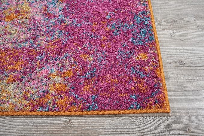 Nourison Home Passion Sunburst 2'2'' x 10' Area-Rug, Modern, Abstract, Easy-Cleaning, Non Shedding, Bed Room, Living Room, Dining Room, Kitchen, (10' Runner)
