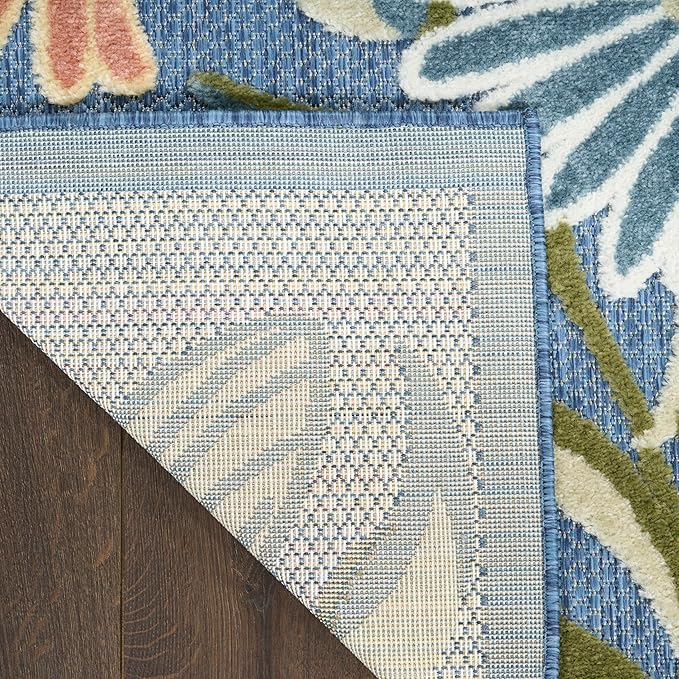 Nourison Home Aloha Blue Sage 3'6" x 5'6" Area Rug - Easy Clean, Non Shedding, Bed Room, Living Room, Dining Room, Kitchen (4' x 6')