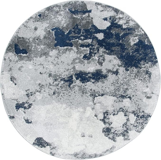 SAFAVIEH Adirondack Collection 8' Round Navy / Grey ADR134N Modern Abstract Non-Shedding Living Room Bedroom Area Rug