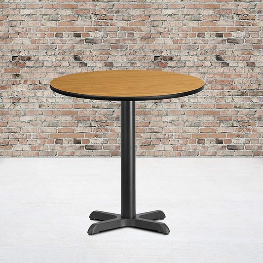 Flash Furniture Graniss 30'' Round Natural Laminate Table Top with 22'' x 22'' Table Height Base
