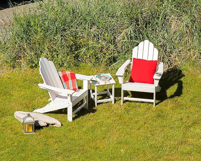 Polywood Nautical Patio Chaise & Long Island 18" Side Table 2-Piece Outdoor Furniture Set