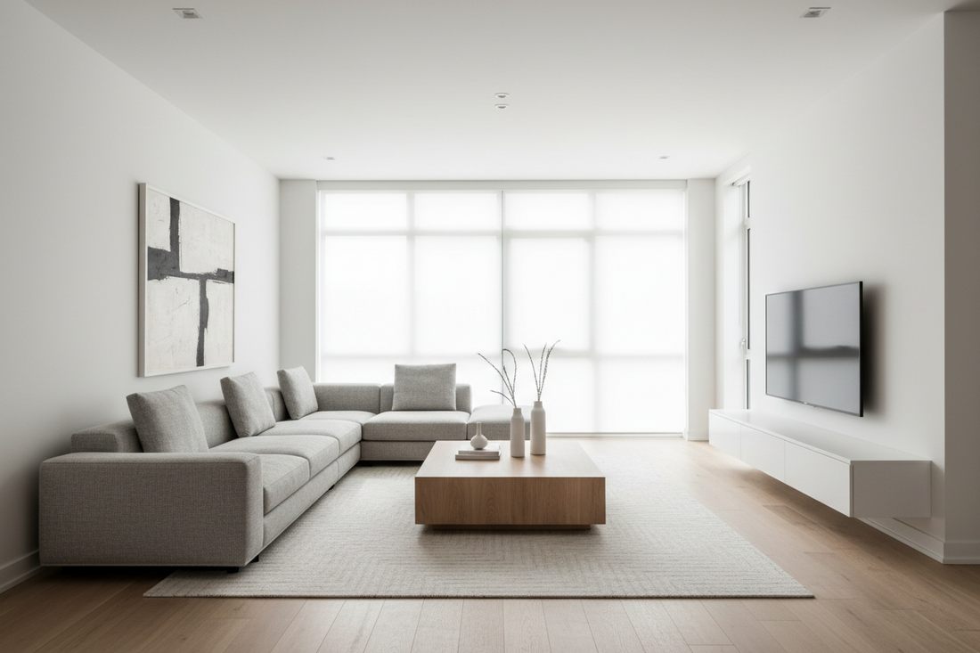 modern living room with stylish sofa clean interior design