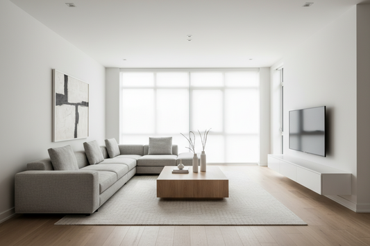 modern living room with stylish sofa clean interior design