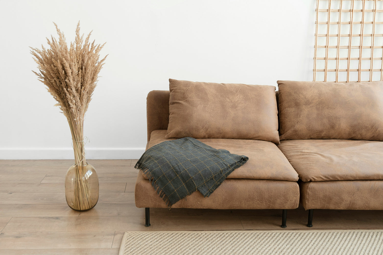 Modern loveseat sofa in a cozy living room