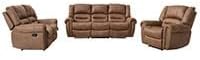 EBELLO Recliner Sofa Furniture Set for Living Room, Faux Leather Recliner Chair, Manual Loveseat, 3 Seat Recliniing Sofa Couch Set for Meeting Room, Brown