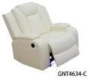 Power Recliner Chair for Living Room, Breathing Leather Reclining Chair with LED Lighting, USB Charging Port and Armrest Hidden Storage (Cream White)