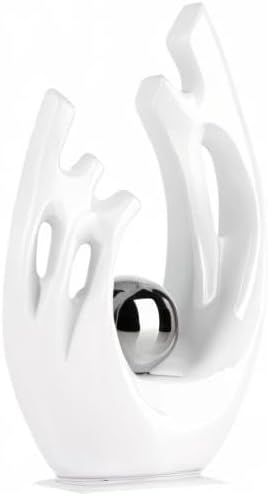 XMGZQ White Ceramic Abstract Statues and Sculptures,White and Sliver Art Ceramic Statues,Modern Home Decor for Living Room,Dining Table, Coffee Table,Shelf, Entrance,Home Desktop Sculpture Home Decor