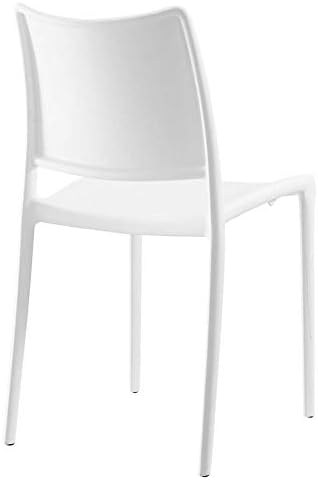 Modway Hipster Contemporary Modern Molded Plastic Stacking Four Dining Chairs in White