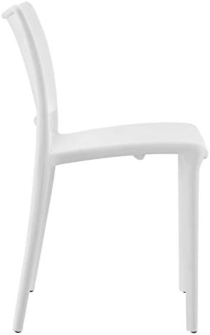 Modway Hipster Contemporary Modern Molded Plastic Stacking Two Dining Chairs in White