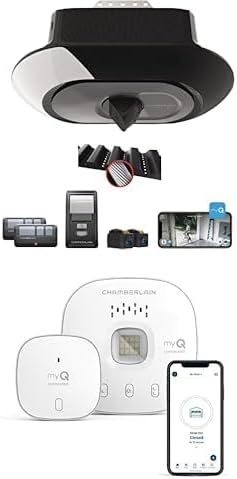 CHAMBERLAIN B4643T Smart Built in Camera-myQ Smartphone Controlled-Ultra Quiet, Strong Belt Drive, Blue Garage Door Opener Smart Garage Control - Wireless Garage Hub and Sensor with WiFi