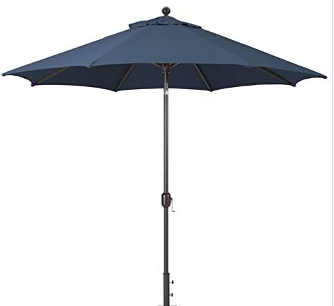 Galtech Umbrella Octagon Design, Premium Stand Alone Patio Shade, Powder Coated Aluminum, Wobble Installation (9-FT Antique Bronze Frame Sunbrella: Spectrum Indigo)