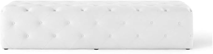 Modway EEI-3771-WHI Anthem 72" Tufted Button Entryway Faux Leather Bench, White