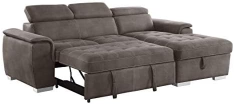 Homelegance Ferriday 98" x 66" Sectional Sleeper with Storage, Taupe