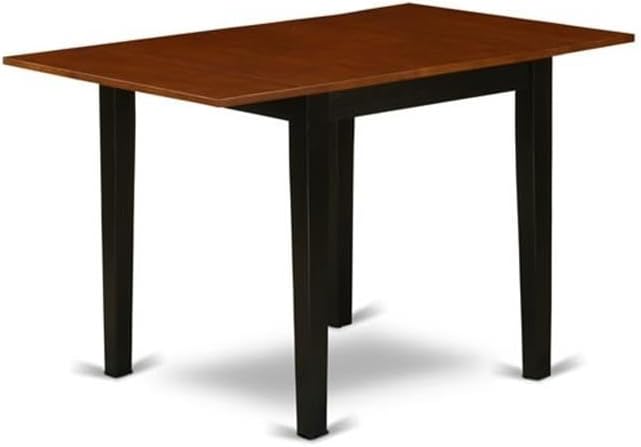 East West Furniture NDNO5-BCH-W 5 Piece Dinette Set for 4 Includes a Rectangle Dining Room Table with Dropleaf and 4 Dining Chairs, 30x48 Inch, Black & Cherry