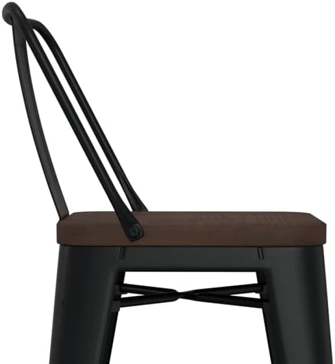 SIMPLIHOME Rayne Industrial Metal 24 inch Metal / Wood Counter Height Stool (Set of 2) in Black for the Dining Room and Kitchen