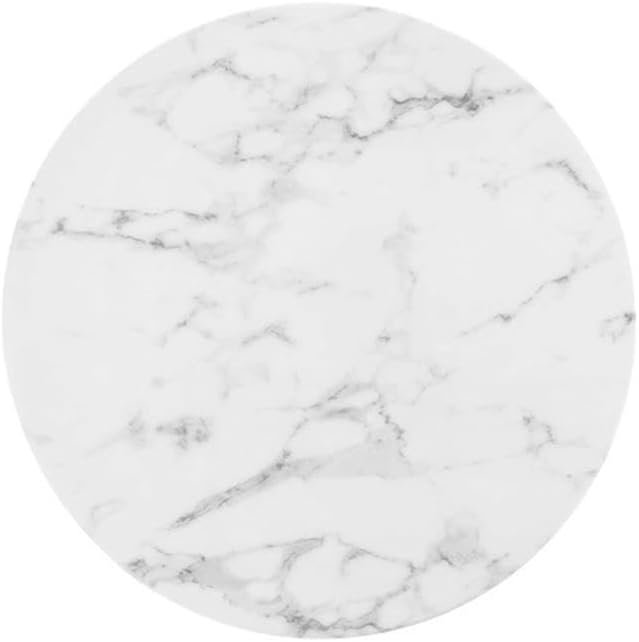 Modway Lippa Round 28" Artificial Marble Mid-Century Modern Bar Table in White