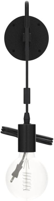 Wall Lamp with Plug in Cord, Swing Arm Wall Sconces with On Off Switch in Cord, Metal Black Vintage Industrial Wall Mounted Light Fixture for Living Room Bedside Bedroom (1 Pack)